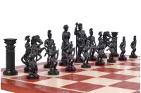 Figury szachowe stylizowane na Cesarstwo Rzymskie, czarno-złote, dociążane metalem (król 98 mm)