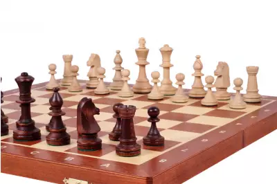 Szachy Turniejowe nr 5 Intarsjowane (48x48cm) - PROFESJONALNY zestaw szachowy