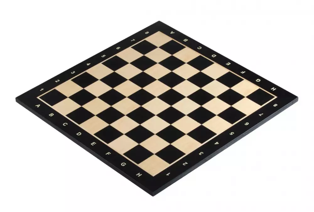 Zestaw szachowy - Szachownica drewniana hebanizowana z opisem (pole 45mm) + figury American Classic 3"