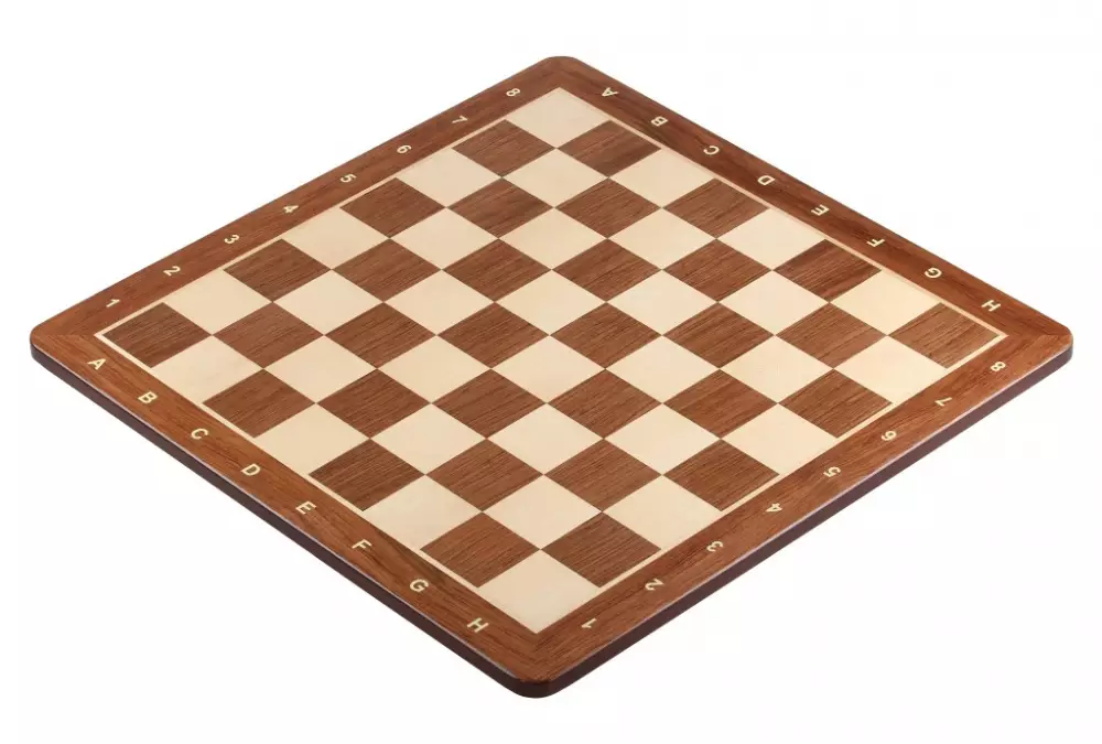 Deska szachowa nr 5+ (z opisem) paduk/klon (intarsja) - okrągłe rogi