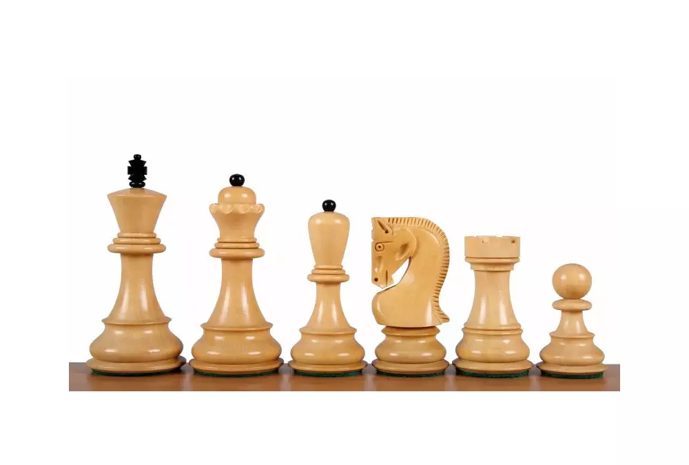 Figury szachowe Zagreb 3,75 cala hebanizowane Rzeźbione Drewniane