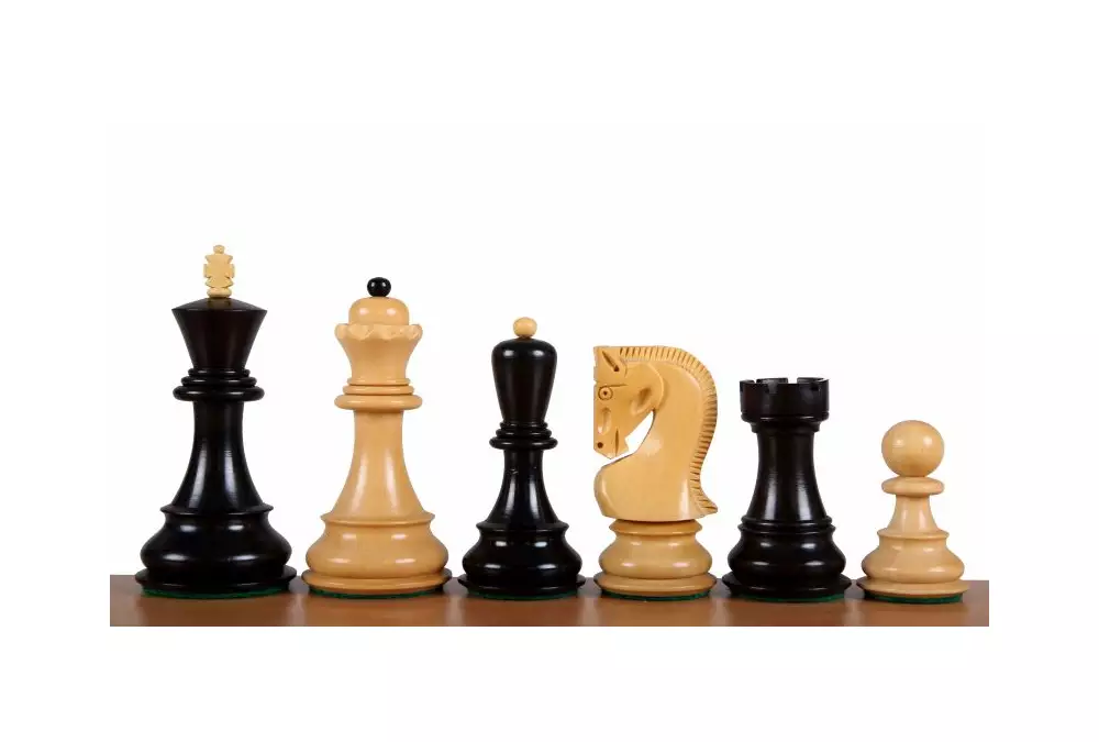 Figury szachowe Zagreb 4 cale hebanizowane Rzeźbione Drewniane