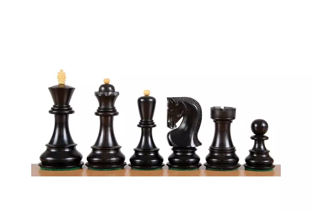 Figury szachowe Zagreb 4 cale hebanizowane Rzeźbione Drewniane