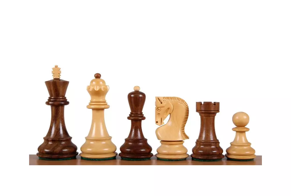 Figury szachowe Zagreb Akacja indyjska/Bukszpan 3,75 cala Rzeźbione Drewniane