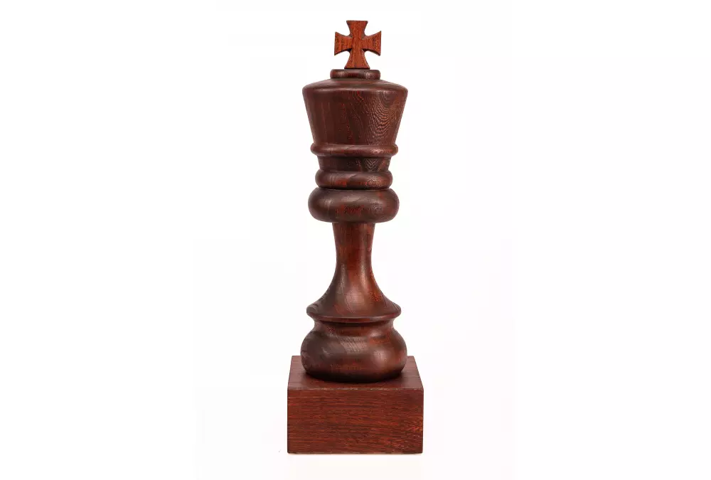Puchar szachowy drewniany - Czarny Król