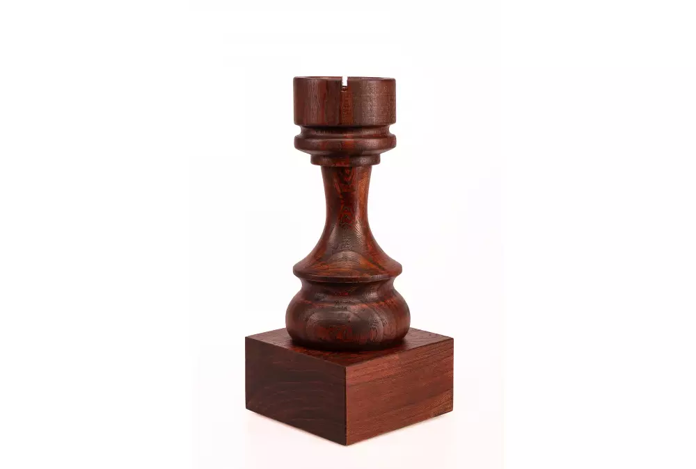 Puchar szachowy drewniany - Czarna Wieża