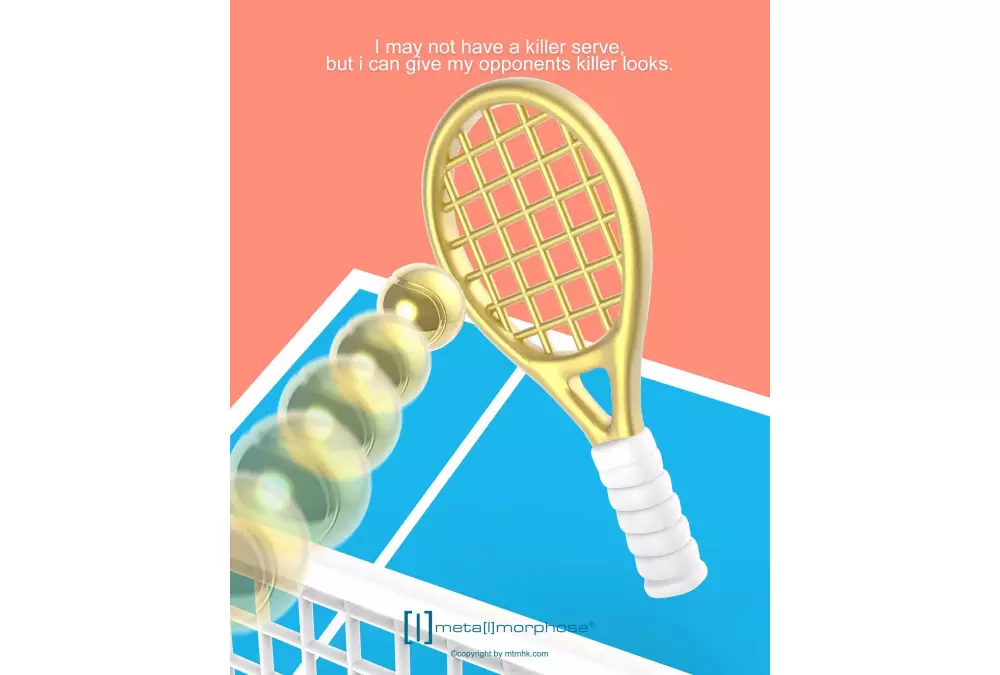 Elegancki metalowy breloczek Meta[l]morphose - Tenis