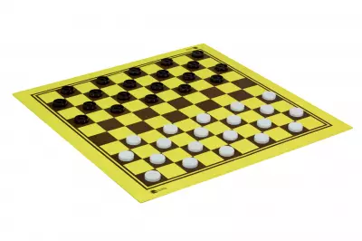 Zestaw szachy + warcaby - figury plastikowe DCP03G + warcaby plastikowe 27 mm + szachownica tekturowa składana na pół dwustronna 64 / 100 pól