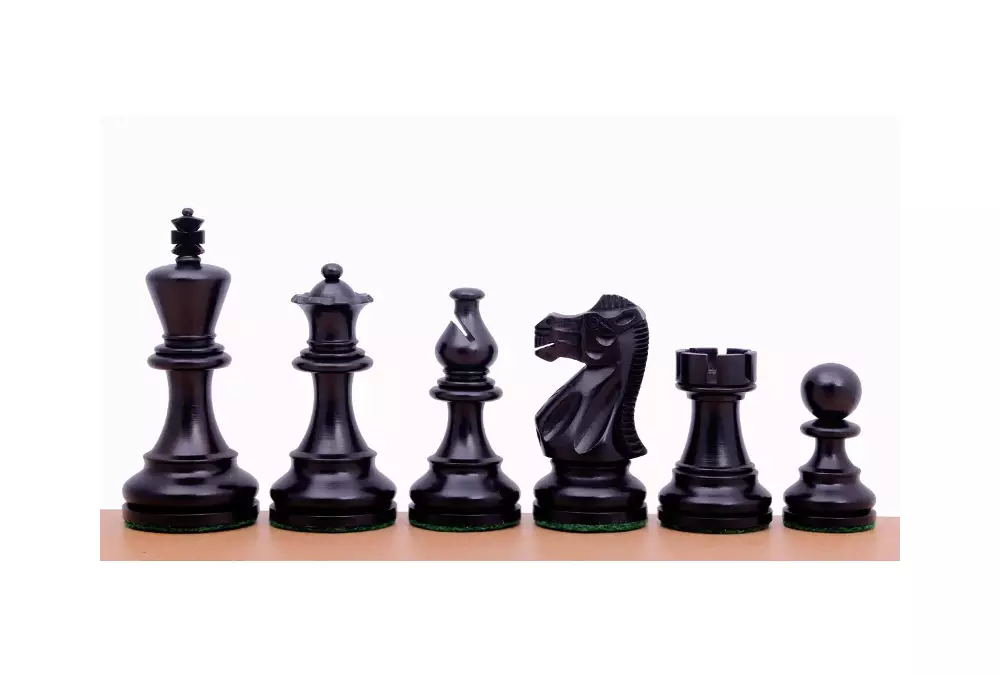 Zestaw szachowy - Szachownica drewniana hebanizowana z opisem (pole 45mm) + figury American Classic 3