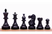 Zestaw szachowy - Szachownica drewniana hebanizowana (pole 45mm) + figury American Classic 3