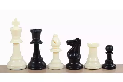 Figury szachowe Staunton nr 6, białe/czarne (król 96 mm)