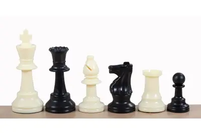 Figury szachowe Staunton nr 6, białe/czarne (król 96 mm)