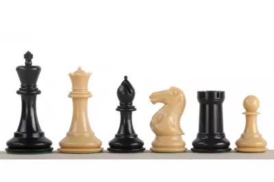 Figury szachowe Exclusive Staunton nr 6, kremowe/czarne, dociążane metalem (król 95 mm)