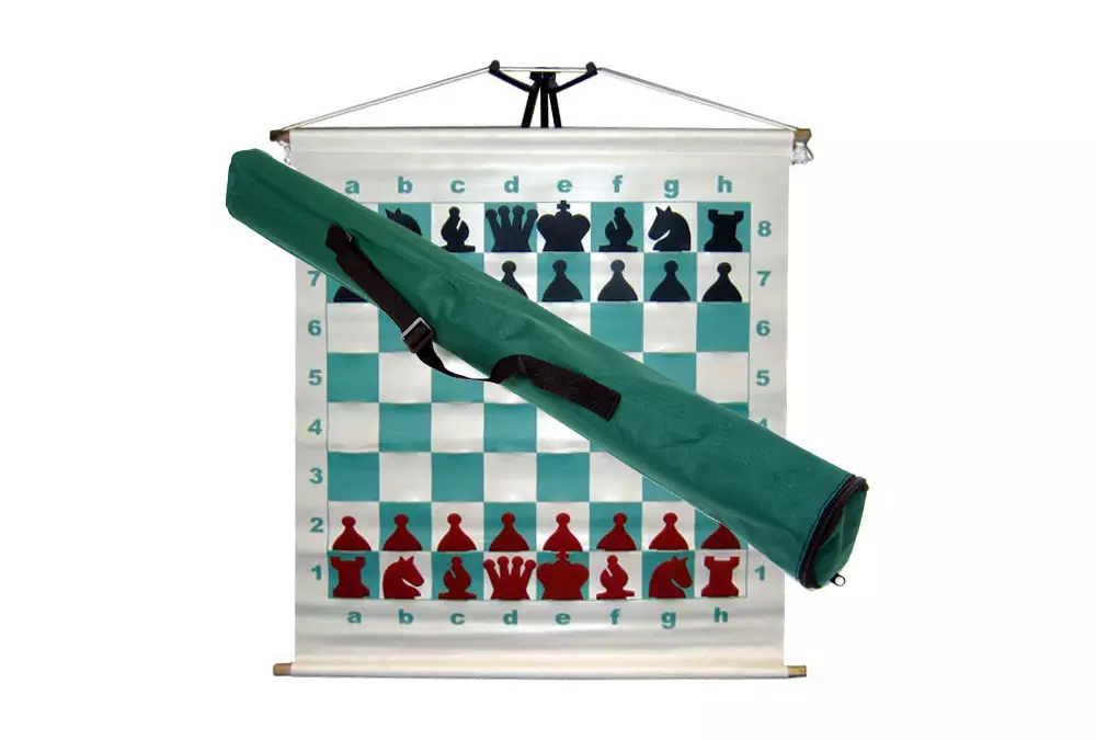 Szkolny zestaw szachowy PLUS 2 - ciężki (10 x szachownica plastikowa składana z obciążanymi figurami plastikowymi + 1x szachownica demonstracyjna)