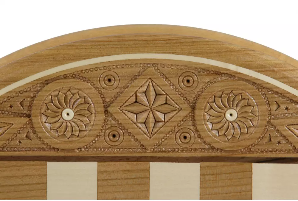 Szachy Rubin - ręcznie rzeźbiona okrągła kaseta (33cm)