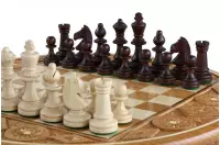 Szachy Rubin - ręcznie rzeźbiona okrągła kaseta (33cm)