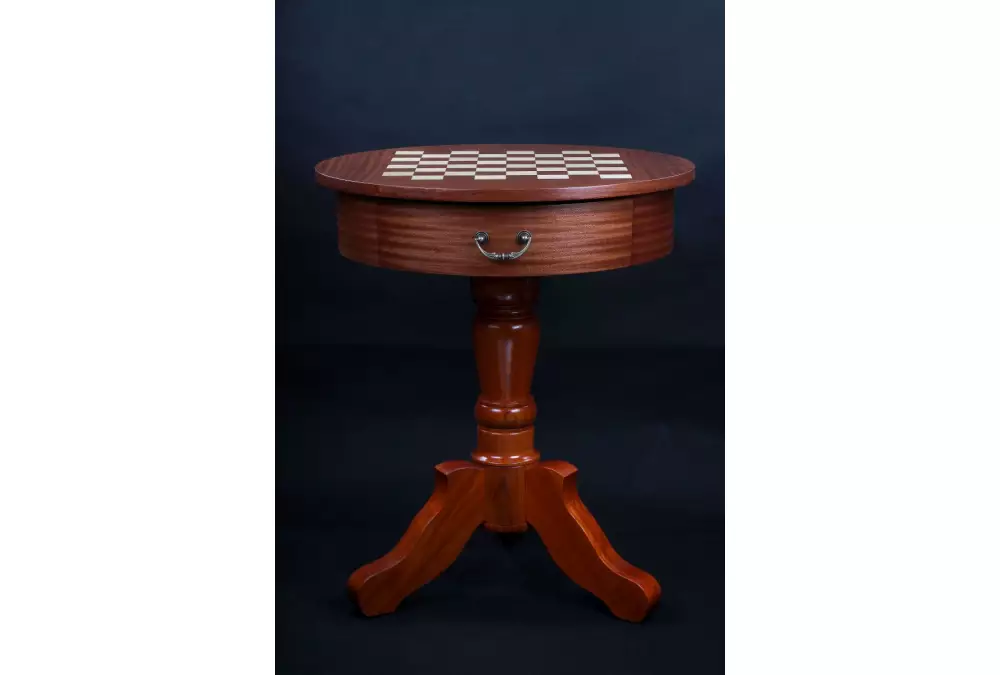 Stolik szachowy de Lux, okrągły, bez figur (wysokość 77 cm)