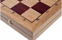 DUŻE SZACHY DĘBOWE (64,5x65cm) intarsjowane, rzeźbione, drewniane
