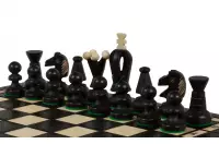 SZACHY KRÓLEWSKIE MAŁE (28,5 x 28 cm) klonowe, ozdobne, czarne