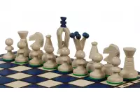 SZACHY KRÓLEWSKIE MAŁE (30x30cm) klonowe, ozdobne, niebieskie