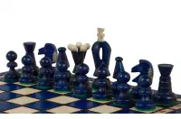 SZACHY KRÓLEWSKIE MAŁE (30x30cm) klonowe, ozdobne, niebieskie