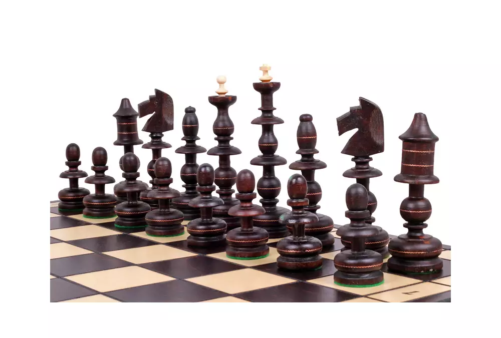 DUŻE SZACHY STAROPOLSKIE (58x58cm) Rzeźbione Drewniane