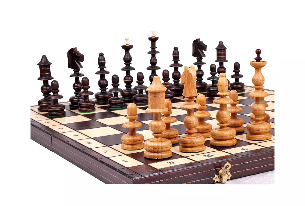 DUŻE SZACHY STAROPOLSKIE (58x58cm) Rzeźbione Drewniane