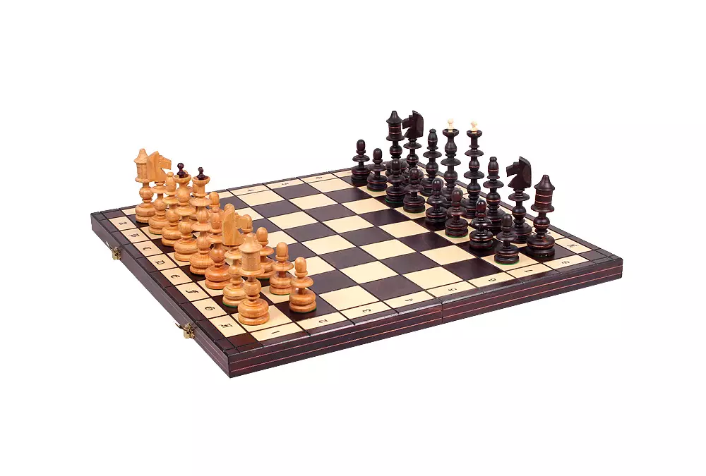 DUŻE SZACHY STAROPOLSKIE (58x58cm) Rzeźbione Drewniane