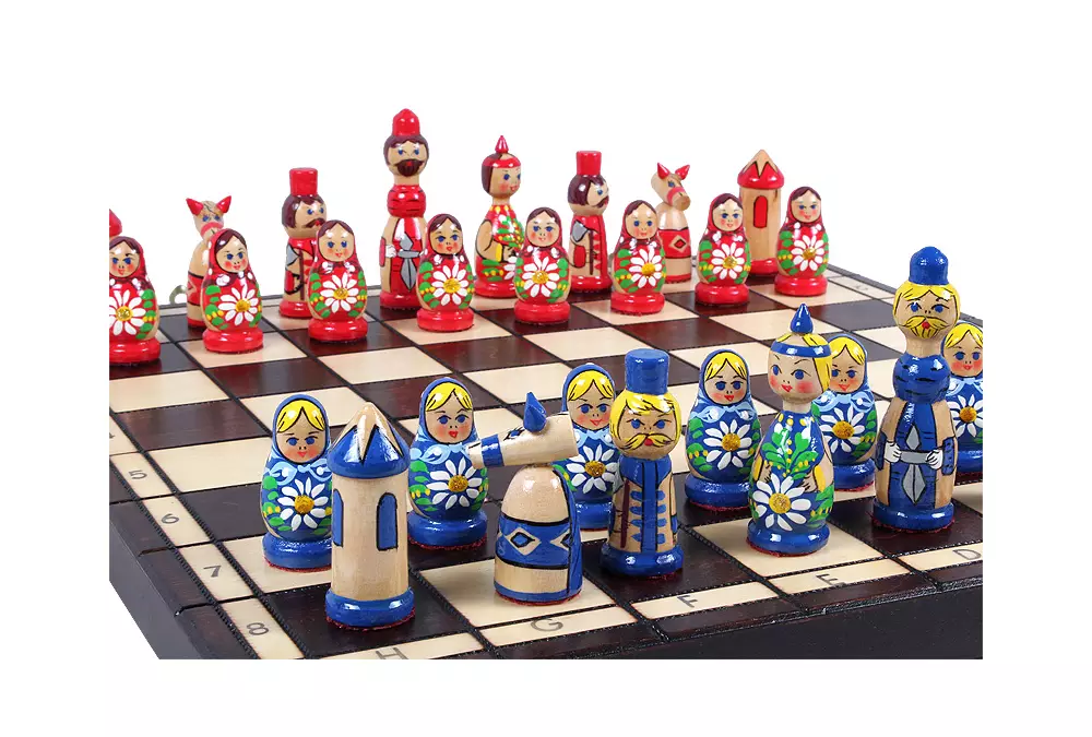 SZACHY BABUSZKI NIEBIESKIE (42x42cm)