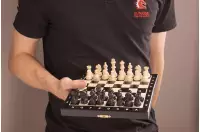 Szachy drewniane MAGNETYCZNE mini (20cm) - czarne