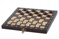 ZESTAW SZKOLNY DREWNIANY (28x28cm) - SZACHY + WARCABY + BACKGAMMON