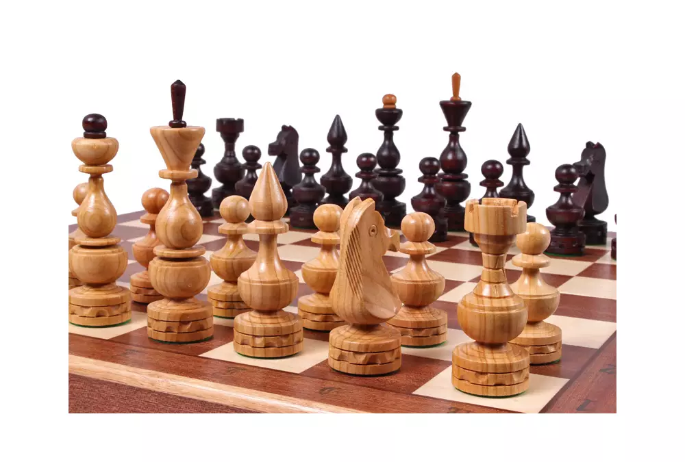 DUŻE SZACHY DEBIUT (48x48cm) intarsjowane