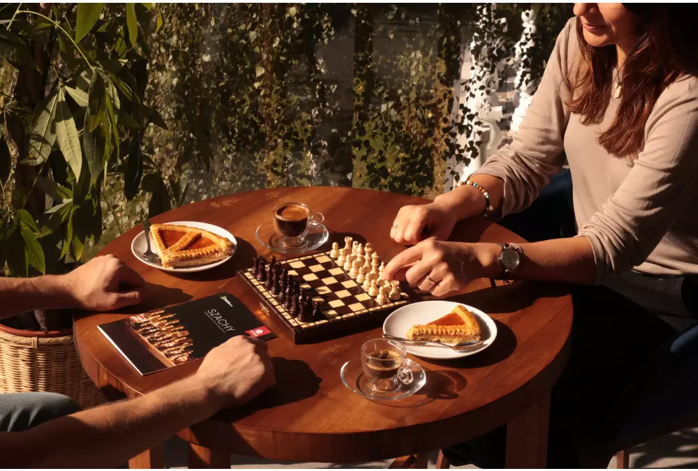 Drewniane szachy szkolne mini - wypalane