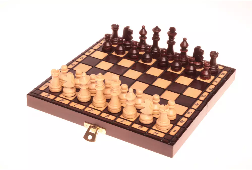 Drewniane szachy szkolne mini - wypalane