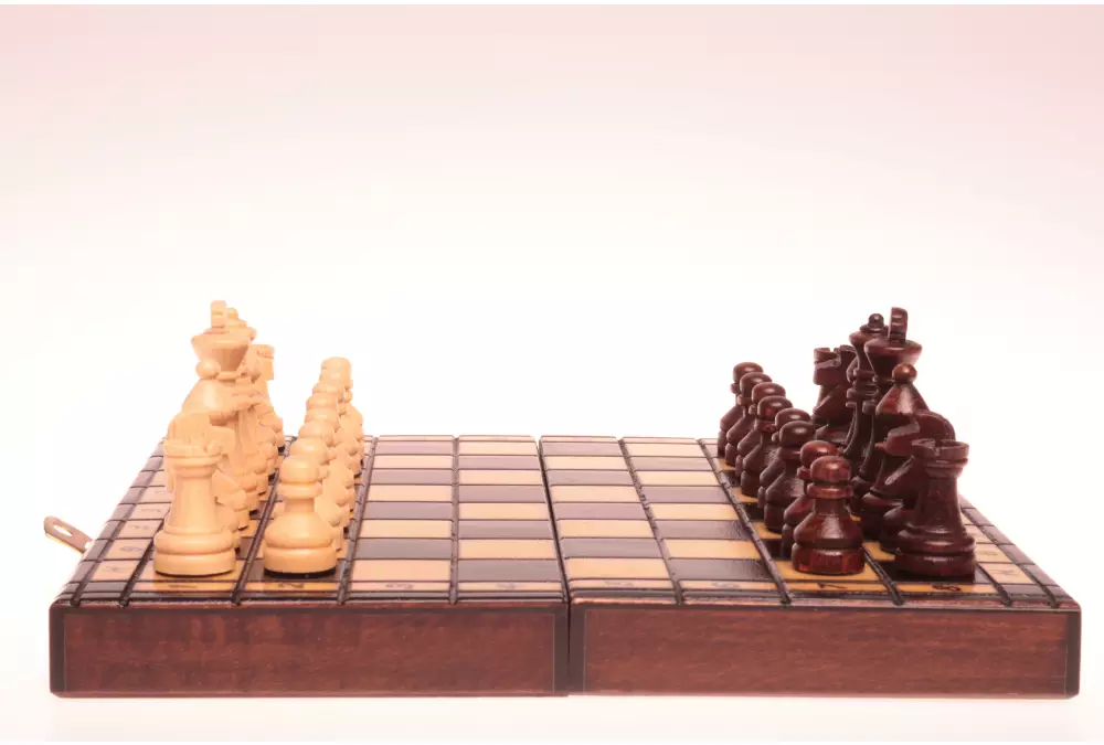 Drewniane szachy szkolne mini - wypalane