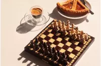 Drewniane szachy szkolne mini - wypalane