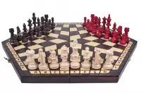 Szachy dla trójki graczy - duże (sześciokątna szachownica o boku 26 cm)