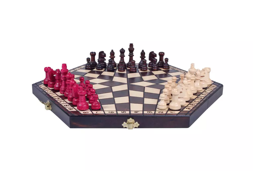 Szachy dla trójki graczy - średnie (sześciokątna szachownica o boku 20 cm)