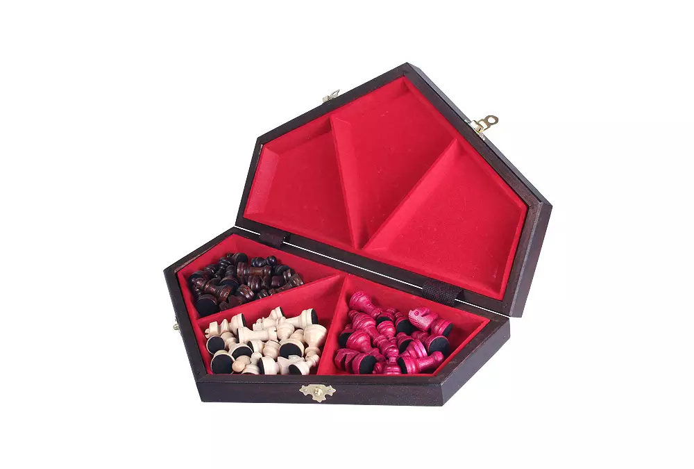 Szachy dla trójki graczy - średnie (sześciokątna szachownica o boku 20 cm)