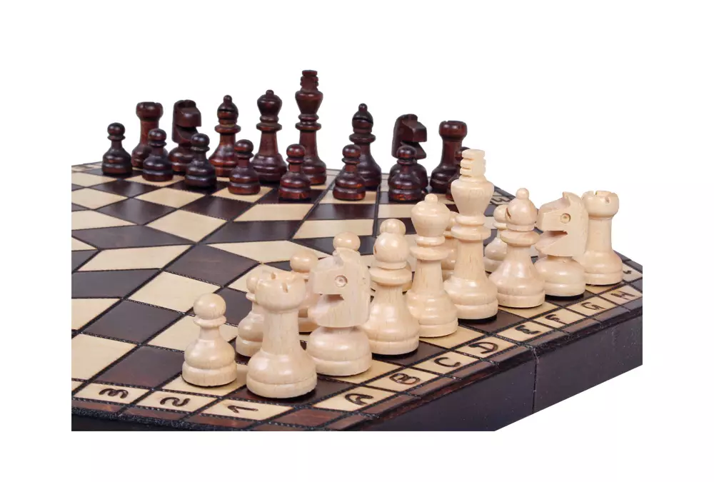 Szachy dla trójki graczy - średnie (sześciokątna szachownica o boku 20 cm)