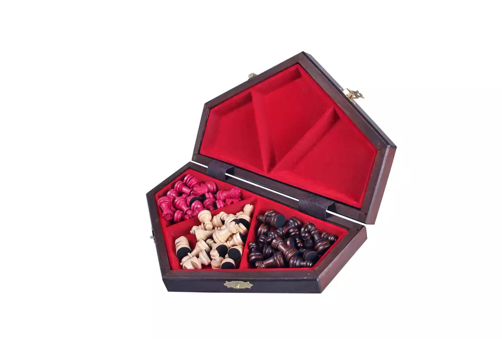 Szachy dla trójki graczy - małe (sześciokątna szachownica o boku 16 cm)