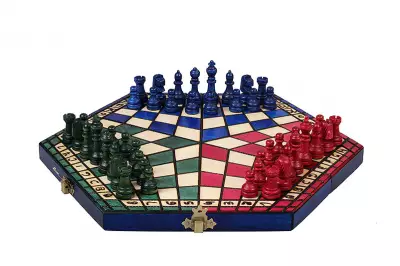 Szachy dla trójki graczy (32x28cm) trójkolorowe