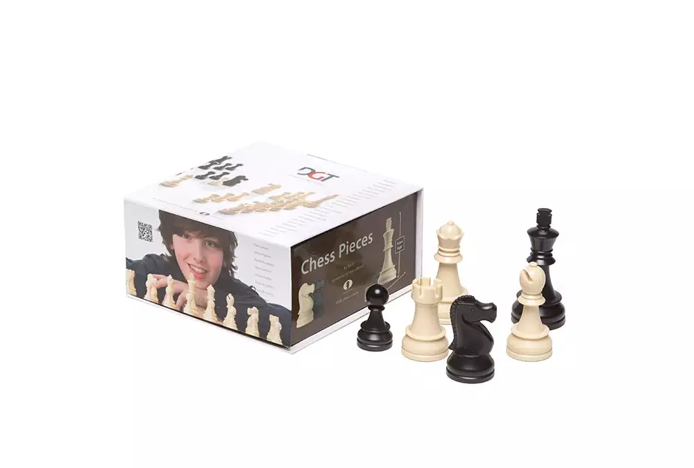 Plastikowe Figury Szachowe DGT, obciążane, wysokość króla 95 mm, pudełko