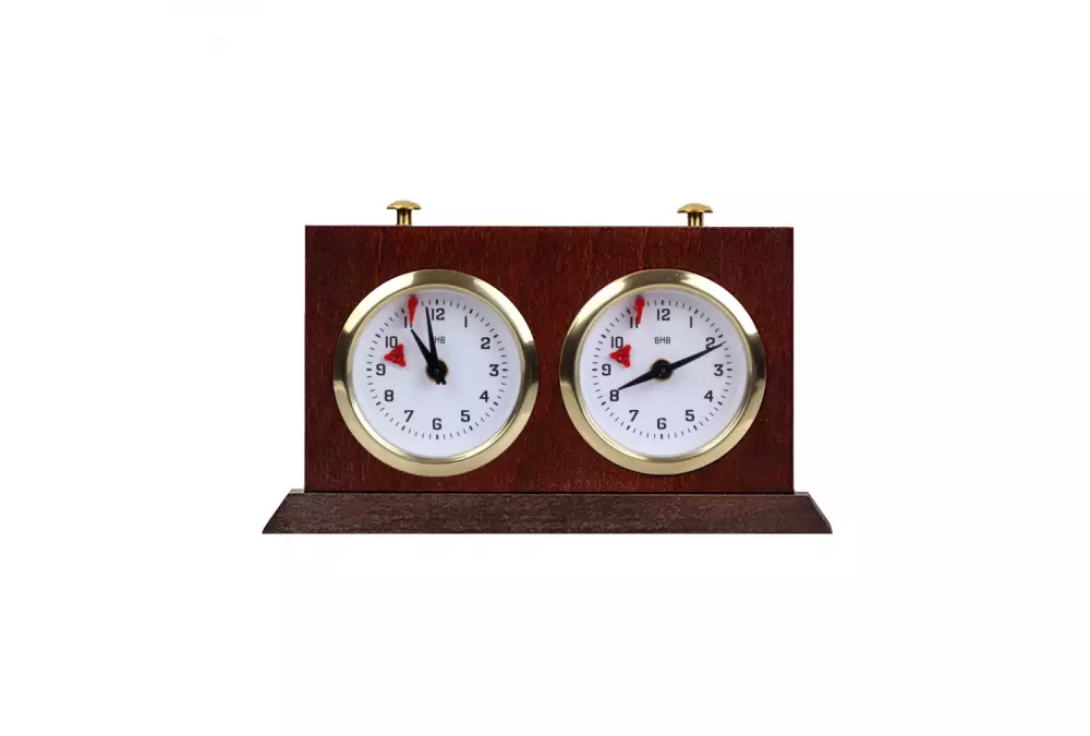Zegar drewniany BHB z podstawką - mały, kolor mahoniowy