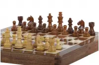 Szachy MAGNETYCZNE z intarsjowaną szachownicą 25 cm