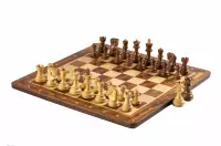 Figury szachowe Zagreb Akacja indyjska/Bukszpan 3,75 cala Rzeźbione Drewniane