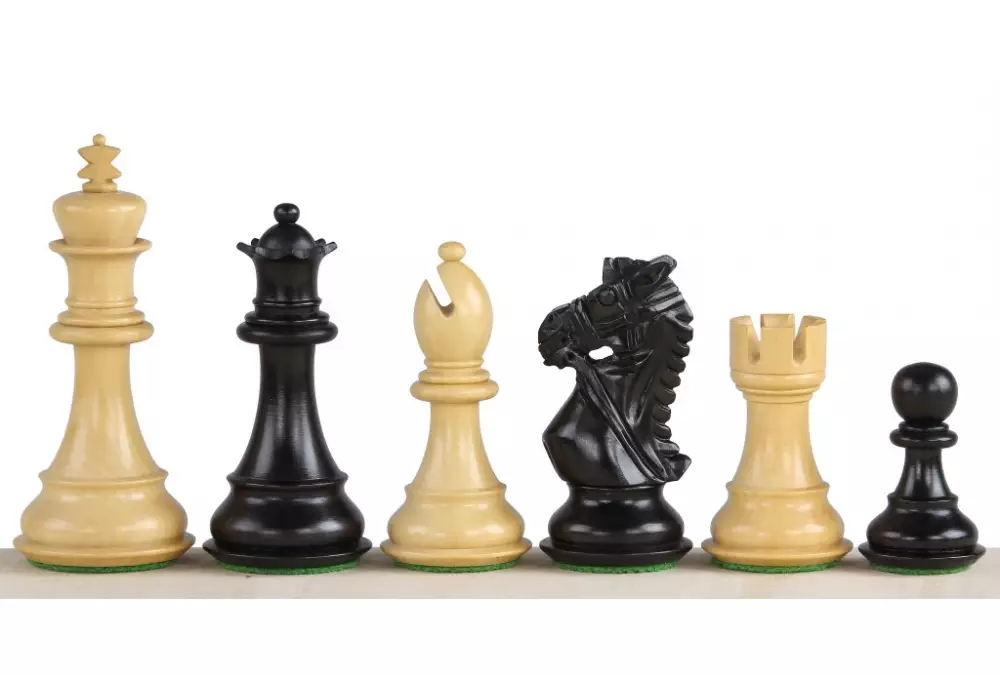 Figury szachowe King's Bridal Hebanizowane 3,75 cala Rzeźbione Drewniane
