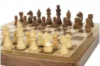 Szachy MAGNETYCZNE z intarsjowaną szachownicą 30 cm