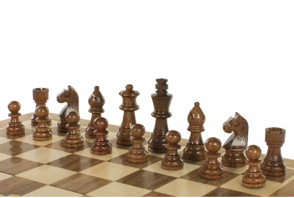 Szachy MAGNETYCZNE z intarsjowaną szachownicą 30 cm