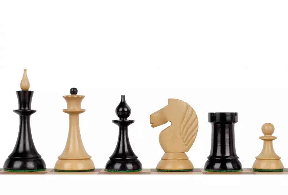 Figury szachowe Queen's Gambit 1957 Bukszpan hebanizowany 3,75 cala